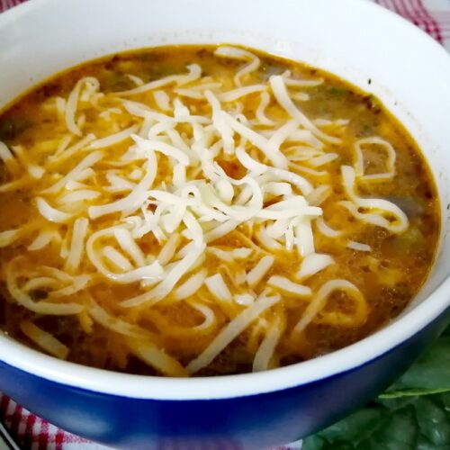 Супа от спанак с ориз и моцарела